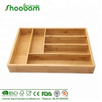 Kitchen Bamboo 6-Slot Utensil Cutlery Drawer organizer Flatware Tray Dividers