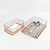 Tableware Countertop Organizer Copper plated Mesh Metal Baskets Storage