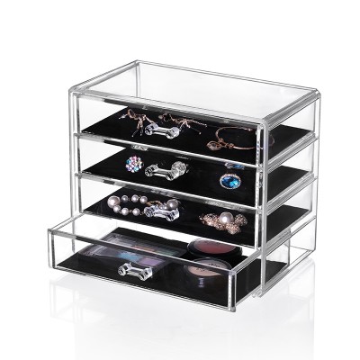 4 layer acrylic makeup organizer drawer