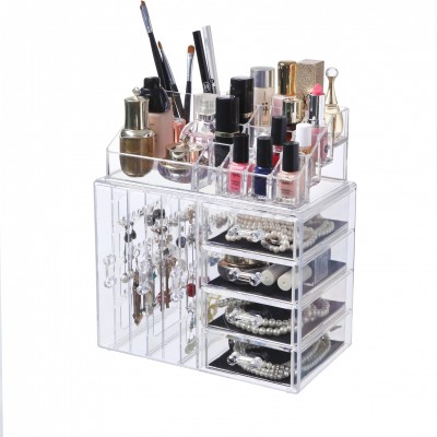 2020 new storage multifunction big capacity plastic clear jewelry makeup organizer